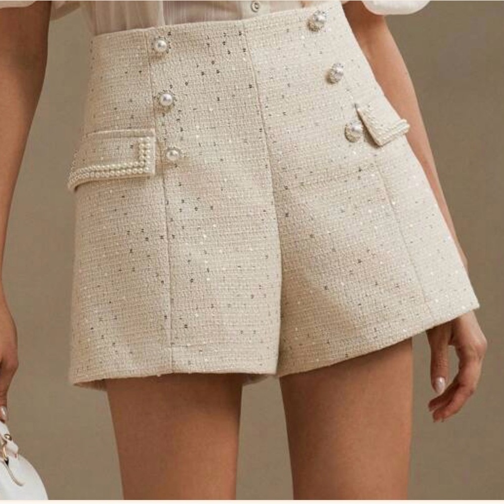 NWT Anewsta Pearl Double Breasted Tweed Shorts